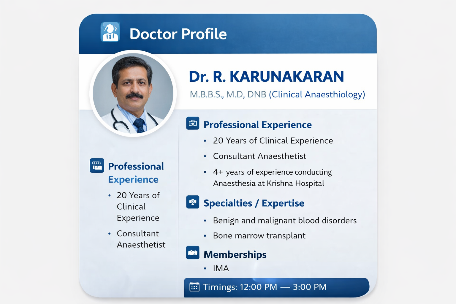 Dr. Karunakaran digital card