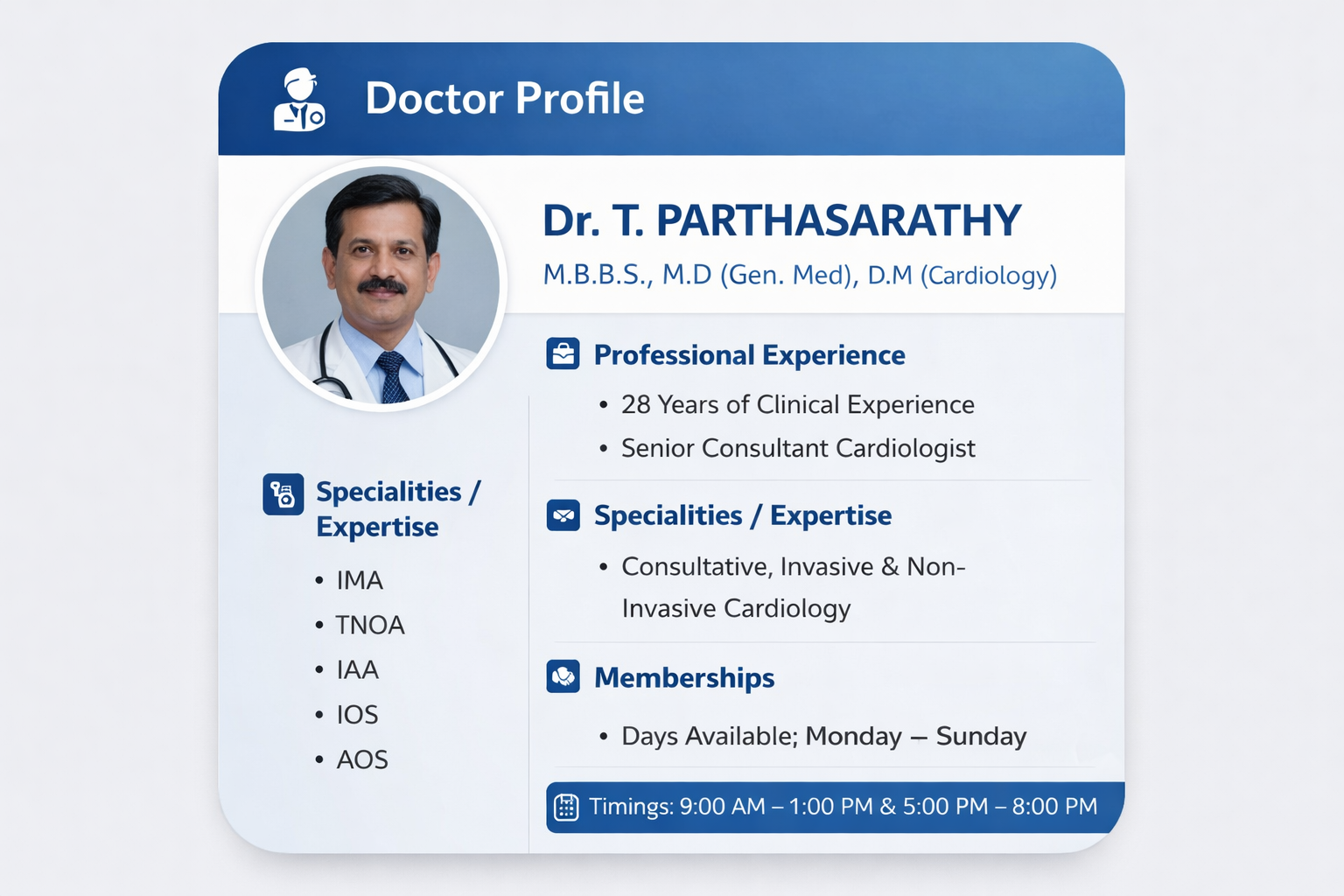 Dr. T. Parthasarathy digital card