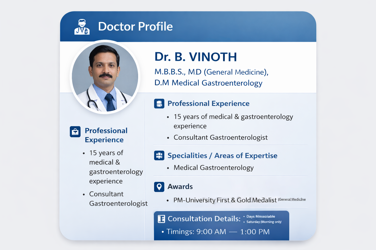 Dr. B. Vinoth digital card